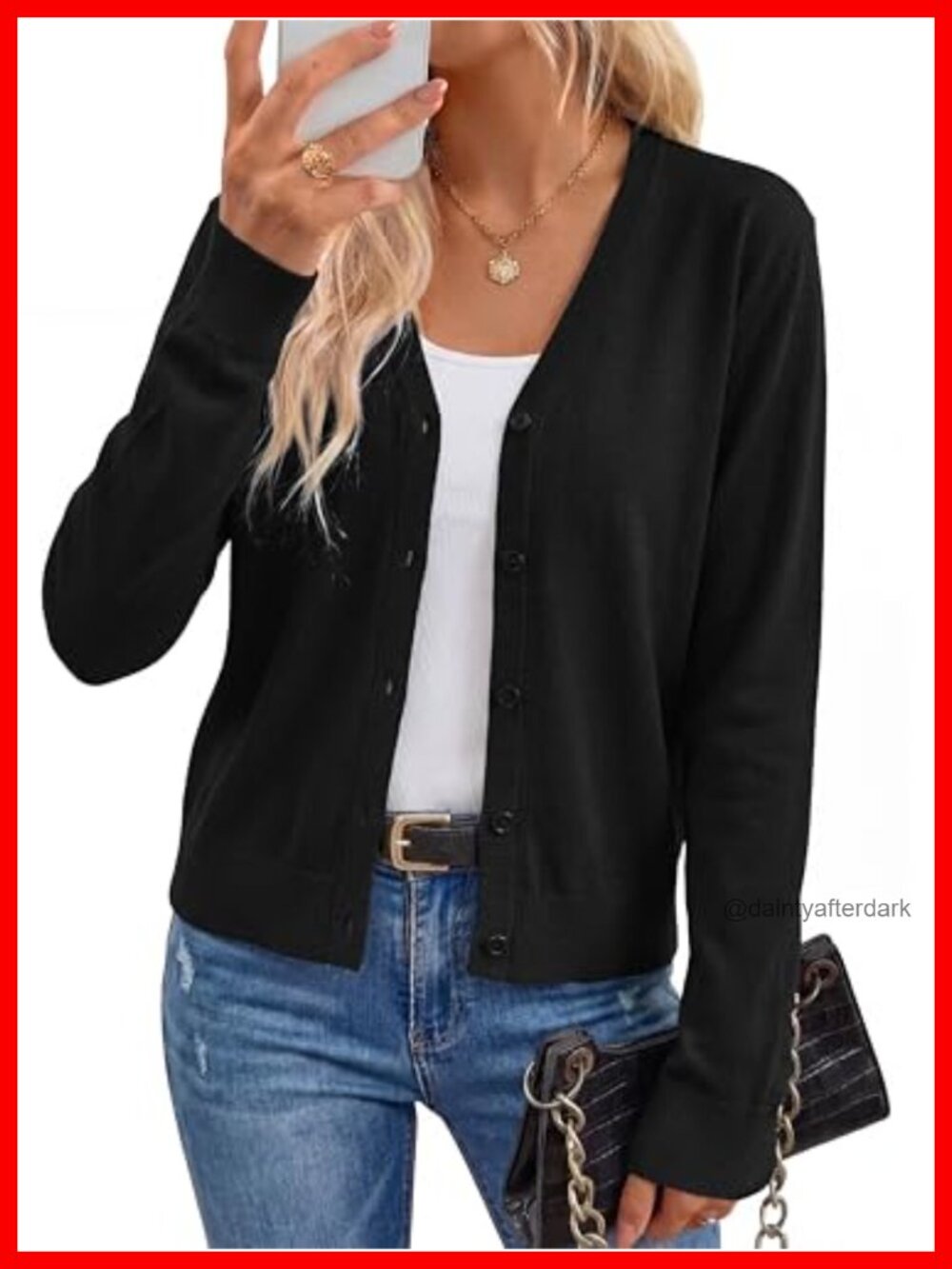Wool Blend V-Neck Button Cardigan Long Sleeve Business Casual Knit Top